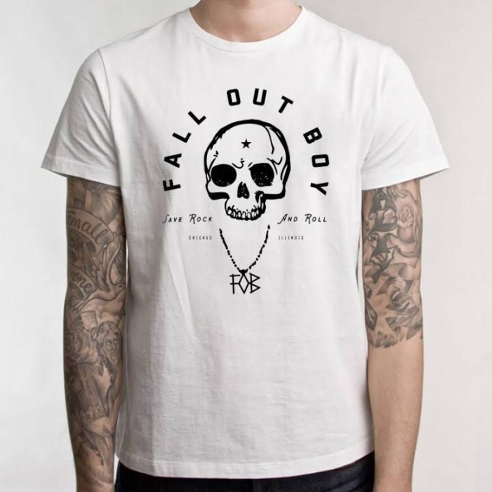 Fall Out Boy Unisex White Band Tee